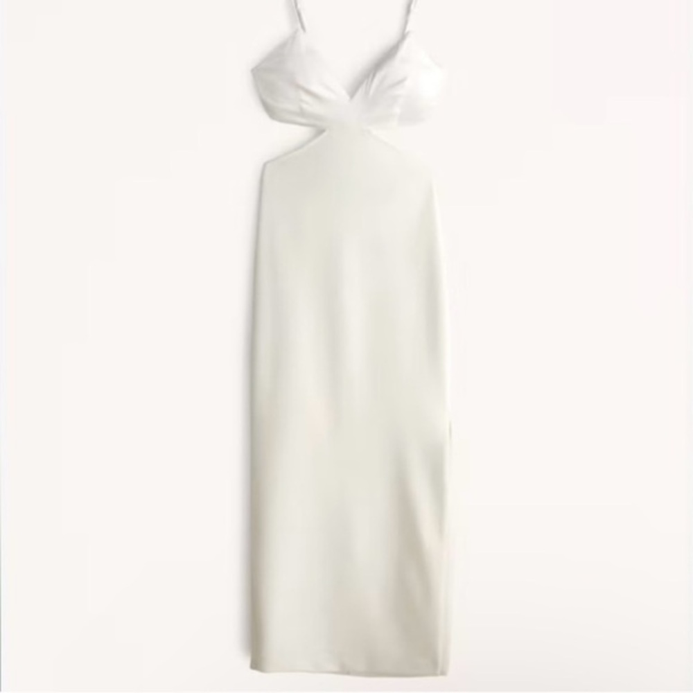 Abercrombie & Fitch Multi Fabric Cut Out Midi Dress in Ivory Size XS